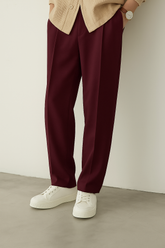 Plain Stripe-Line Jogger - Burgundy